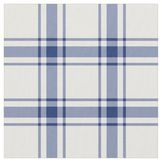 Blue and White Nautical Plaid Fabric (Close Up)