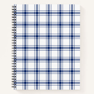 Blue and White Nautical Plaid Notebook