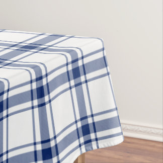 Blue and White Nautical Plaid Tablecloth