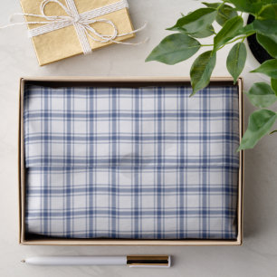 Blue and White Nautical Plaid Tissue Paper