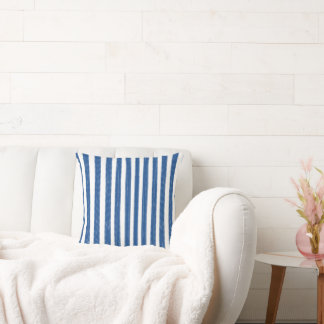 Blue and white nautical stripes throw pillow