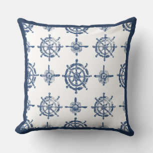 Blue and White Nautical Throw Pillow
