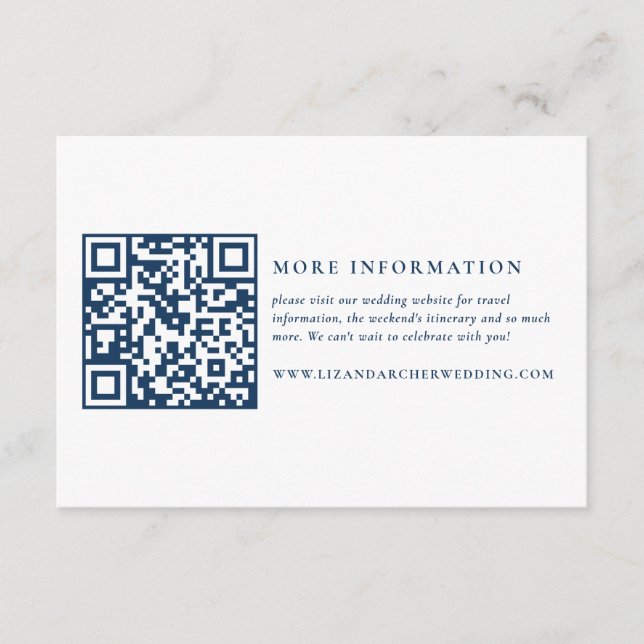 Blue and White Nautical Wedding Information Enclosure Card (Front)