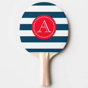 Blue and white navy pattern ping pong paddle