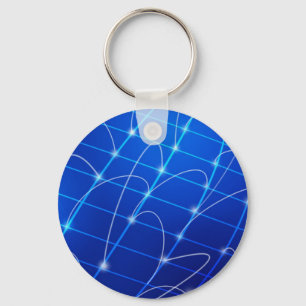 Blue and White Network Connections Keychain