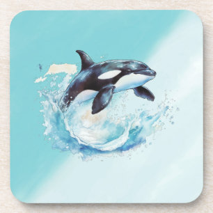 Blue and White Ocra Ocean Beach Nautical Coaster