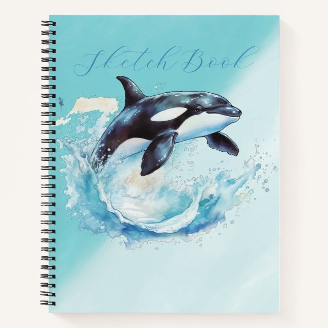 Blue and White Ocra Ocean Beach Nautical Notebook (Front)