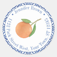 Blue And White Orange Mandarin Return Address