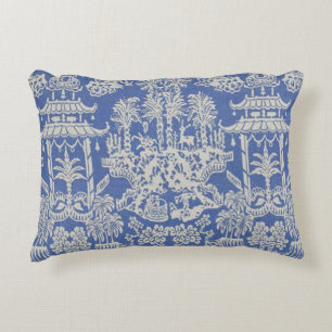 Blue and White Oriental Chinoiserie  Accent Pillow
