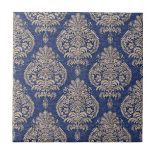 blue and white ornate textile pattern tile