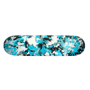 BLUE AND WHITE PAINT SPLATTER SKATEBOARD