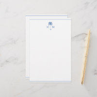 Blue and White Palm Palmetto Tree Monogram