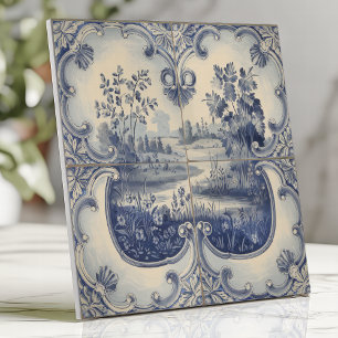 Blue and White Pastoral Landscape Tile