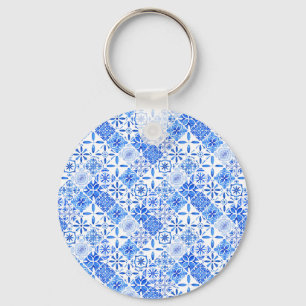 Blue and white patterned zellige   Azulego Lifesty Keychain