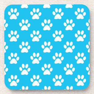 Blue and white paws pattern coaster