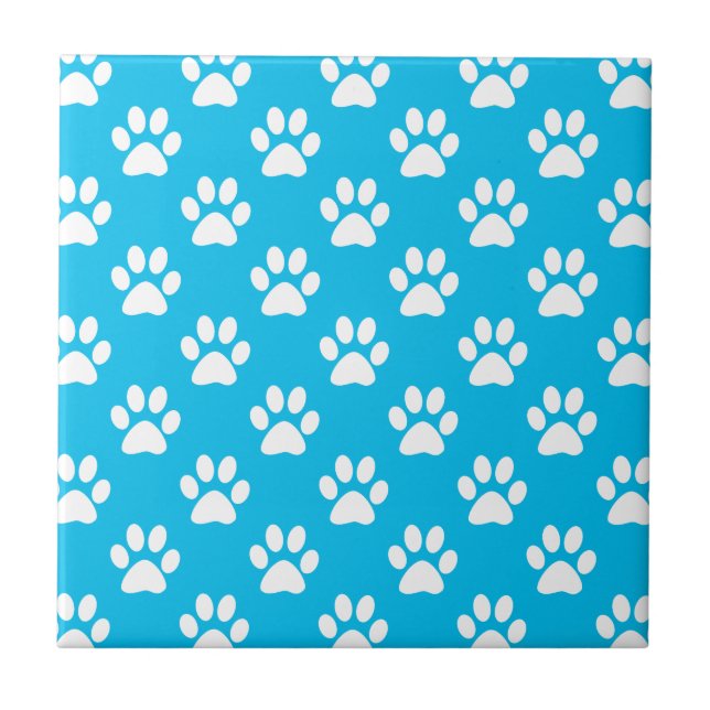 Blue and white paws pattern tile (Front)