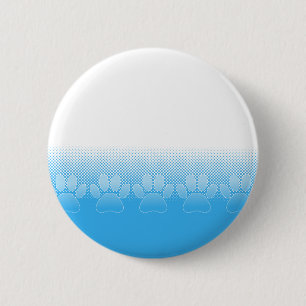 Blue And White Paws With Newsprint Background 2 Inch Round Button