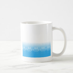 Blue And White Paws With Newsprint Background Coffee Mug