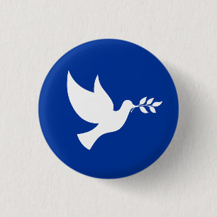 Blue and White Peace Dove 1 Inch Round Button
