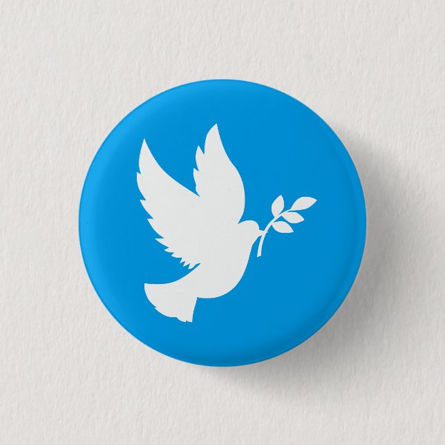 Blue and White Peace Dove 1 Inch Round Button (Front)