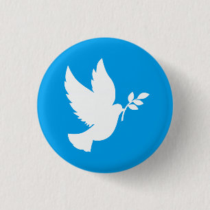 Blue and White Peace Dove 1 Inch Round Button