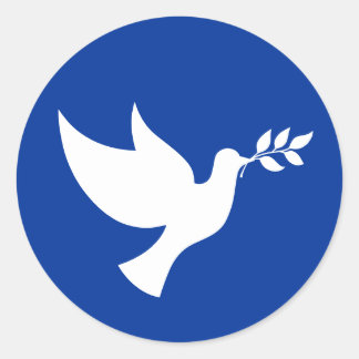 Blue and White Peace Dove Classic Round Sticker