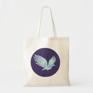 Blue and White Peace Dove Watercolor Tote Bag