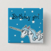 Blue and white Pegasus Unicorn Birthday girl
