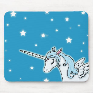 Blue and white Pegasus Unicorn Mouse Pad