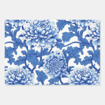 Blue and White Peony Chinoiserie Floral