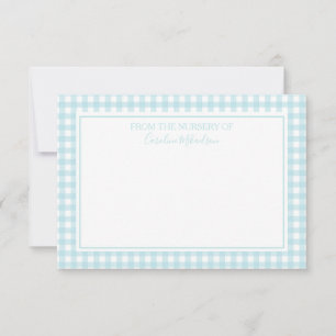 Blue and White Personalized Gingham Pattern Thank You Card