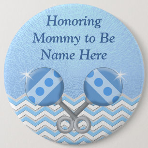 Blue and White Personalized Mommy to Be Button Pin
