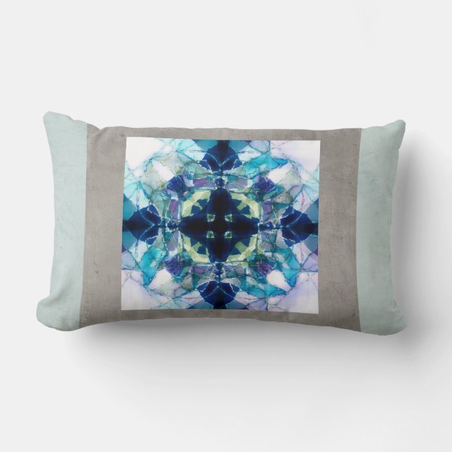 blue and white pillow abstract art design (Front)