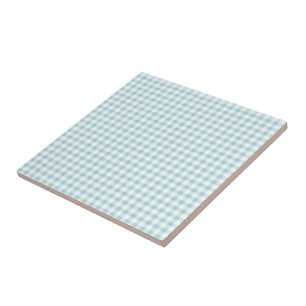 Blue and White Plaid Checked - Customizable Tile