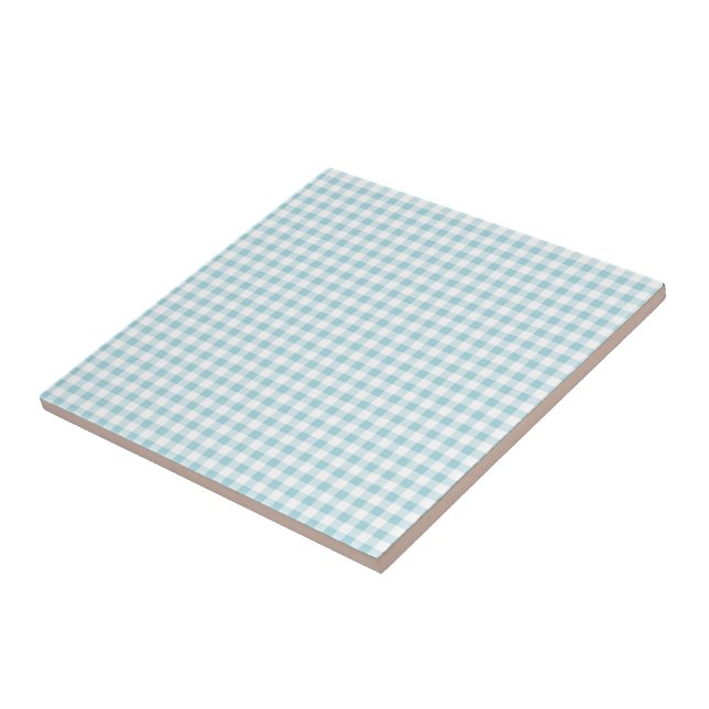 Blue and White Plaid Checked - Customizable Tile (Side)