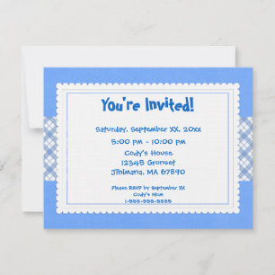 Blue and White Plaid Party Invite