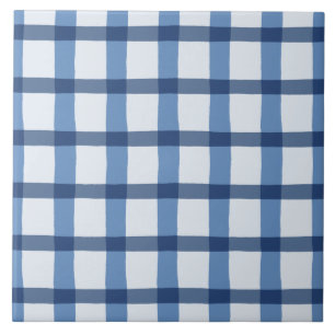 Blue and White Plaid Pattern Tile