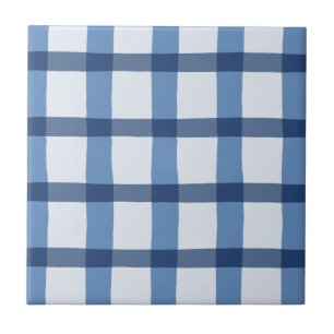 Blue and White Plaid Pattern Tile