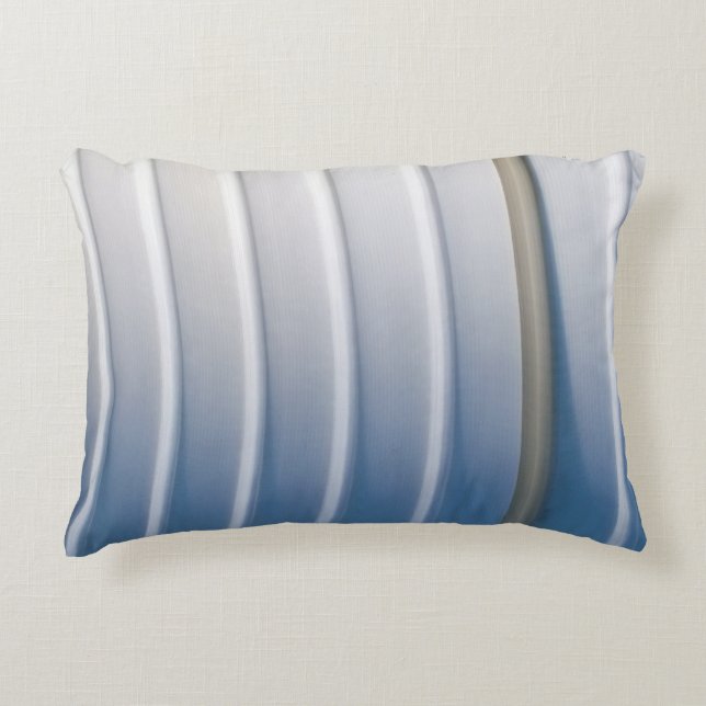 Blue and white plastic container accent pillow (Front)