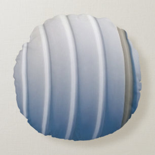Blue and white plastic container round pillow