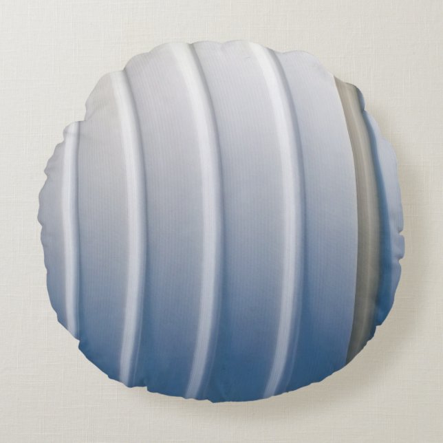 Blue and white plastic container round pillow (Front)