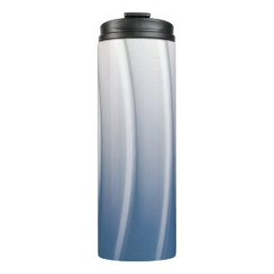 Blue and white plastic container thermal tumbler