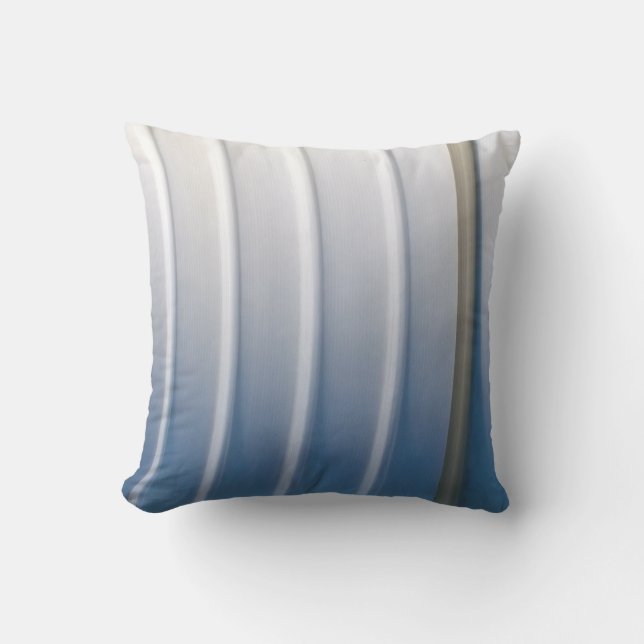 Blue and white plastic container throw pillow (Front)