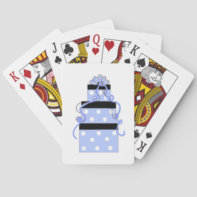 Blue and White Polka Dot Cake Playing Cards (Back)