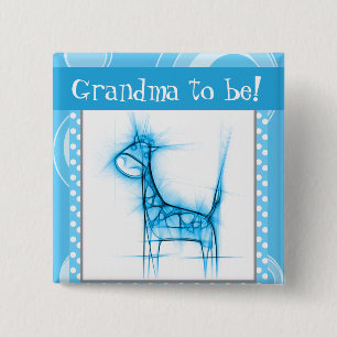 Blue and White Polka Dot Giraffe 2 Inch Square Button