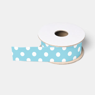 Blue and White Polka Dot Pattern Grosgrain Ribbon