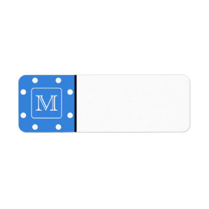 Blue and White Polka Dot Pattern Monogram. Custom.