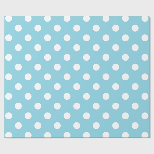 Blue and White Polka Dot Pattern Wrapping Paper (Flat)