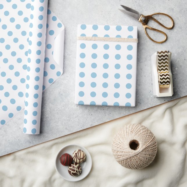 Blue and white polka dots dotted pattern wrapping paper (Crafts)