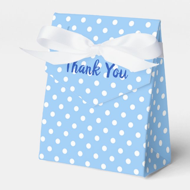 blue and white polka dots favor box (Front Side)
